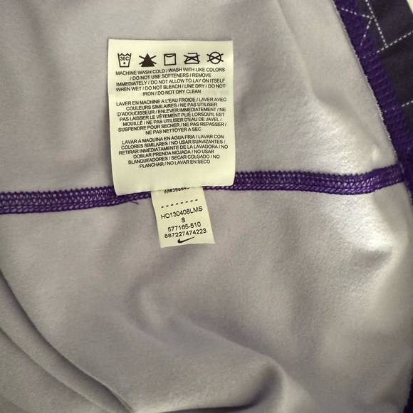 Nike Pro Hyperwarm Dark Purple Geometric Print Half‎ Zip Warm Size Small - Picture 15 of 15